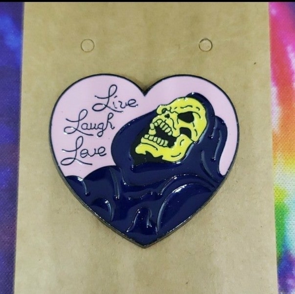 LIVE Laugh Love Skeletor Masters of the Universe Enamel Pin Brooch